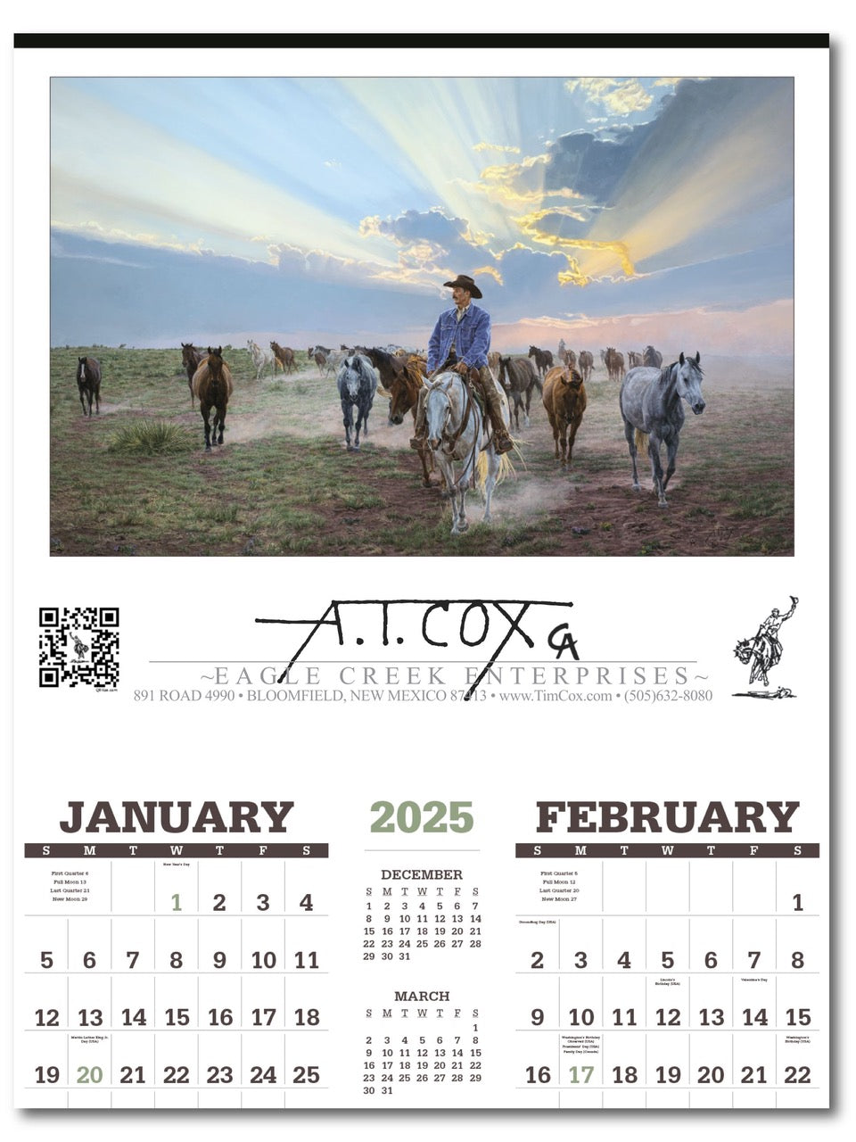 NEW 2025 LARGE AMERICAN WEST CALENDAR Tim Cox