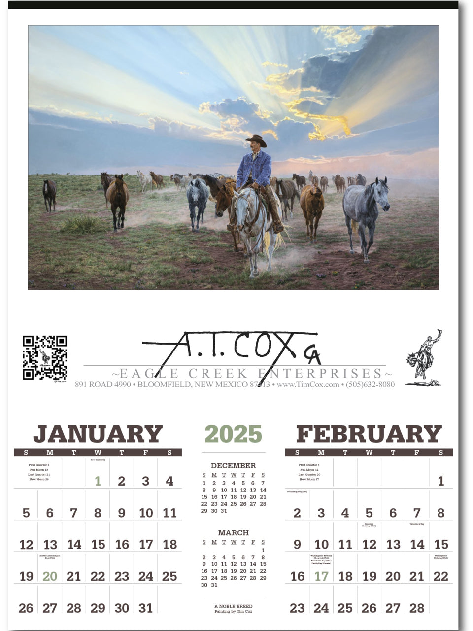 NEW 2025 LARGE AMERICAN WEST CALENDAR