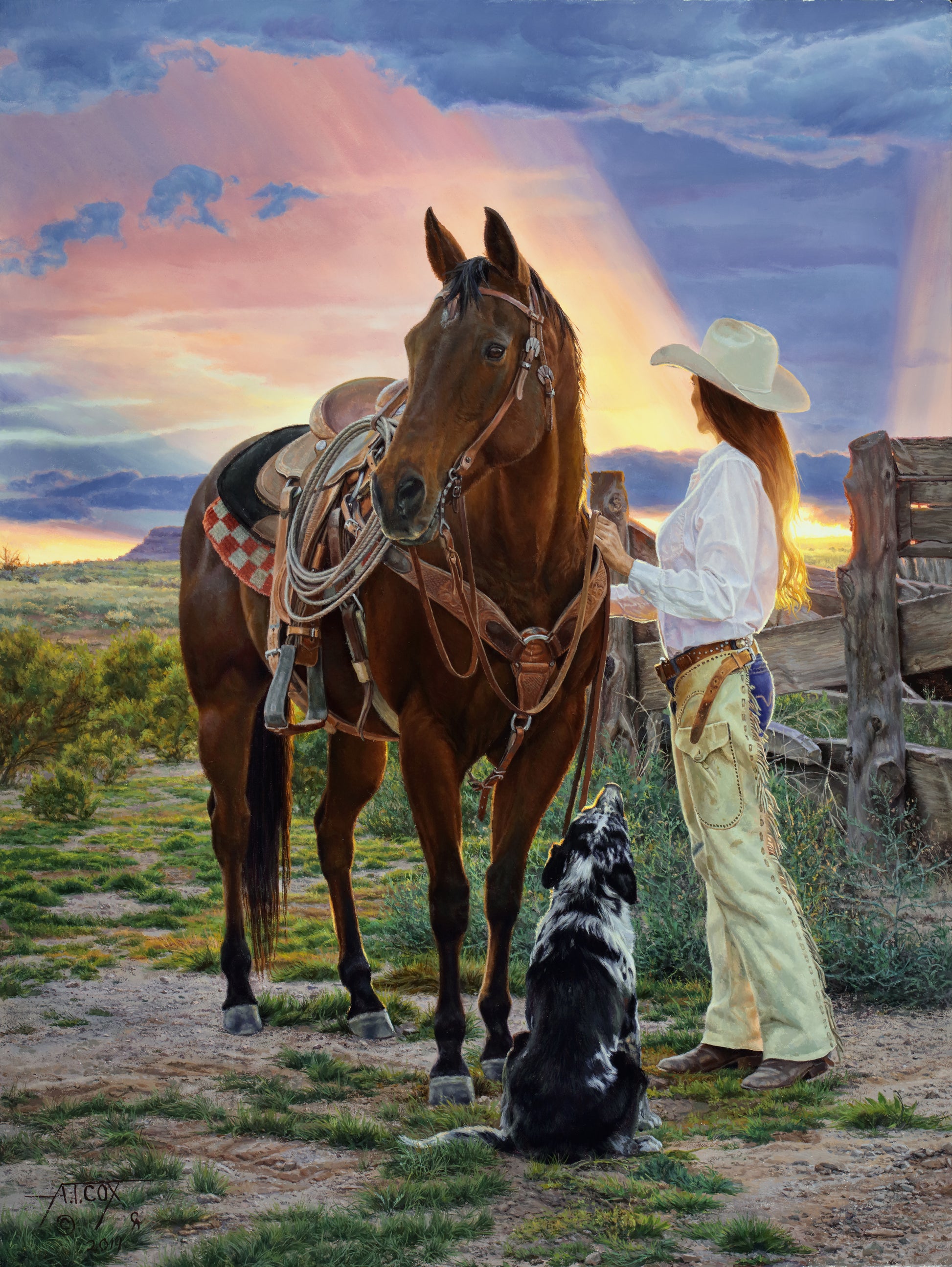 Her Own Kind of Heaven Painting Cowgirl Horse Dog